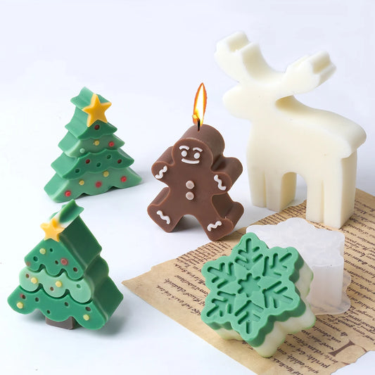 Christmas Tree Snowflake Silicone Candle Mold DIY Soap Resin