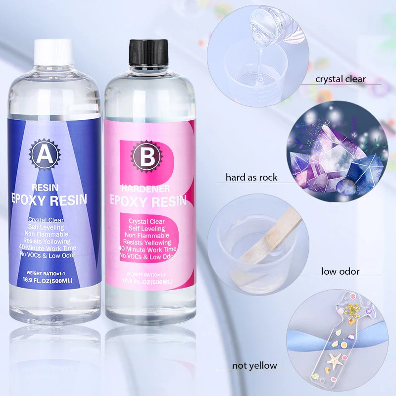 1:1 Crystal Clear Epoxy Resin Kit – High Gloss, Bubble‑Free for Coating & Casting