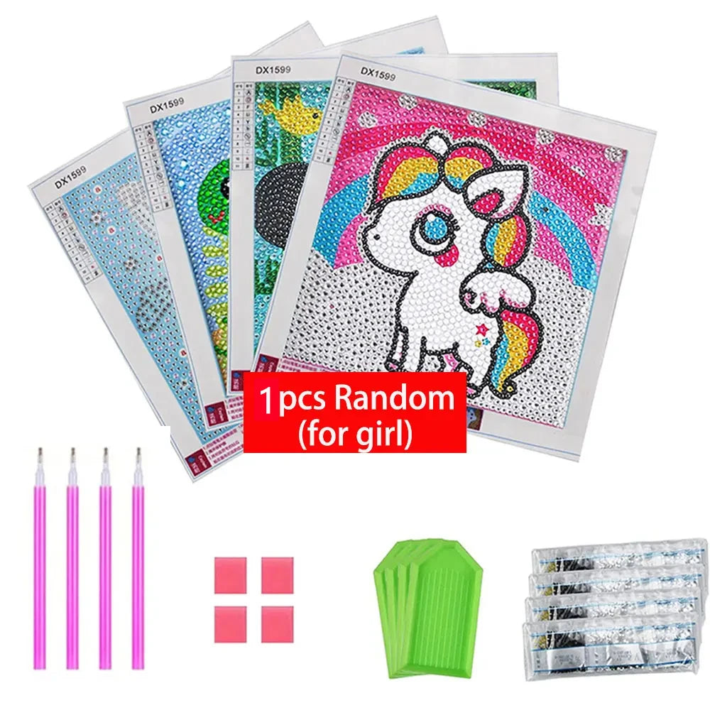 Kids Big Gem Diamond Painting Kit 12 Stickers 5D DIY Craft