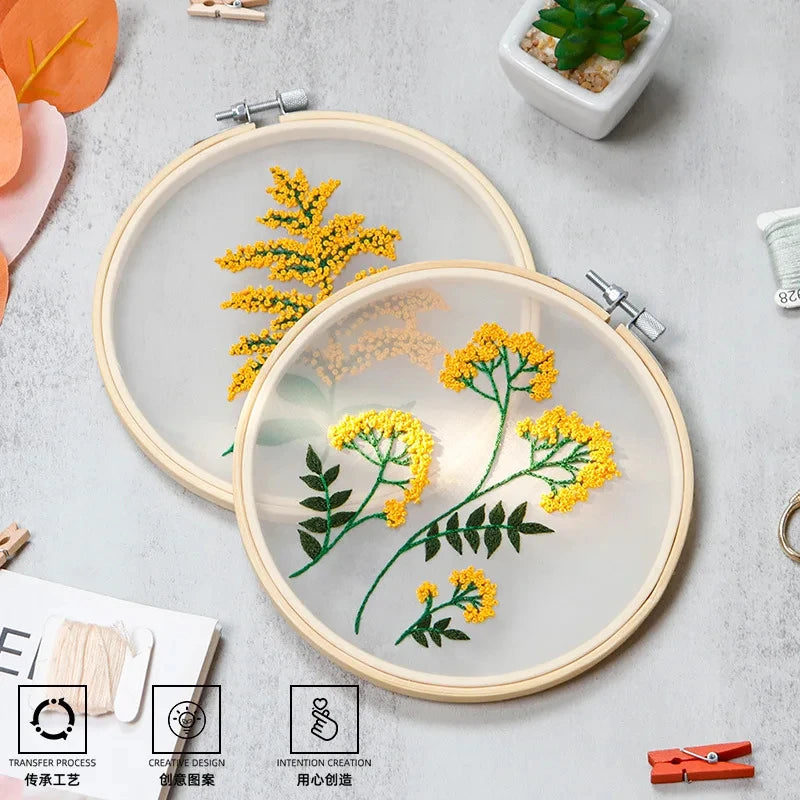 DIY Embroidery Starter Kit – Flowers & Plants Pattern