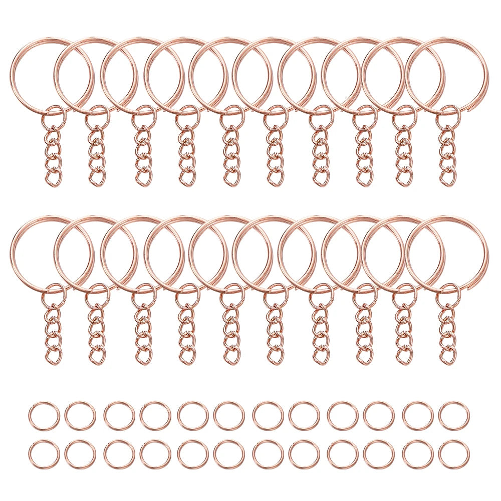 100-Pack 25mm Key Rings & 8mm Jump Rings for DIY Keychains