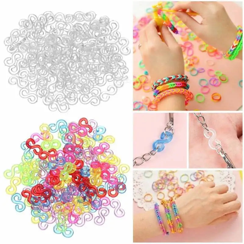 200Pcs Loom Bands S Clips Connectors Refills DIY Weaving Jewelry