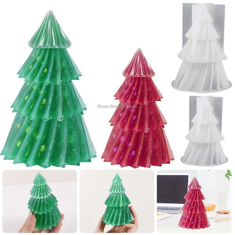 3D Christmas Tree Silicone Mold for Candle, Soap & Resin DIY