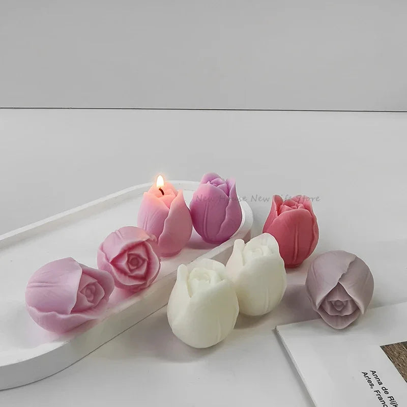 3D Tulip Candle Silicone Mold Flower Soap Making Supplies