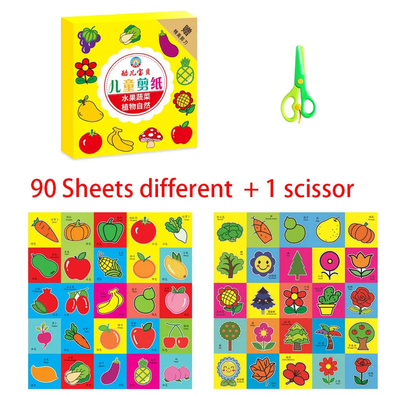 60Pcs DIY Paper Cut Set +Kids Safety Scissors Cartoon Animal