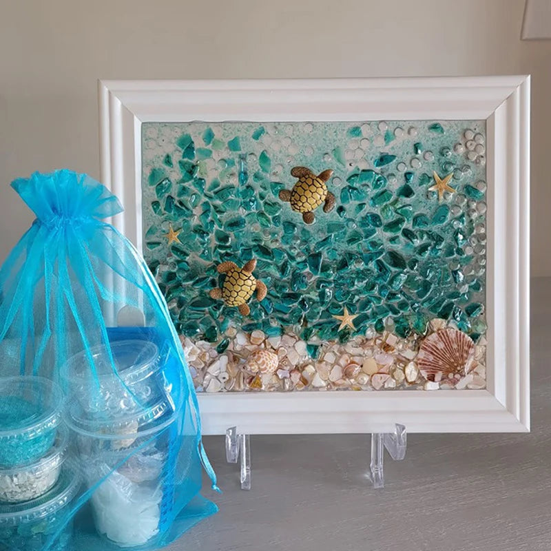 Sea Glass Art Kit – Sea Turtle Resin Decoration for Beach Art