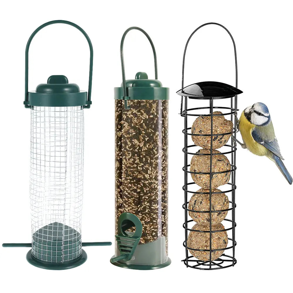 3‑Pack Transparent Hanging Bird Feeder, Garden Patio Feeding Station