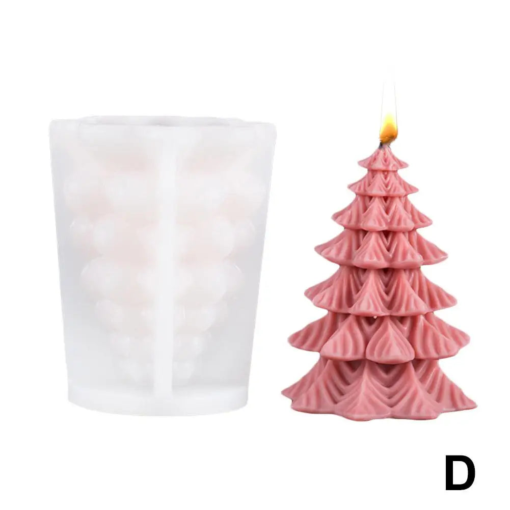 3D Christmas Tree Carving Cylinder Candle Silicone Mold Reindeer