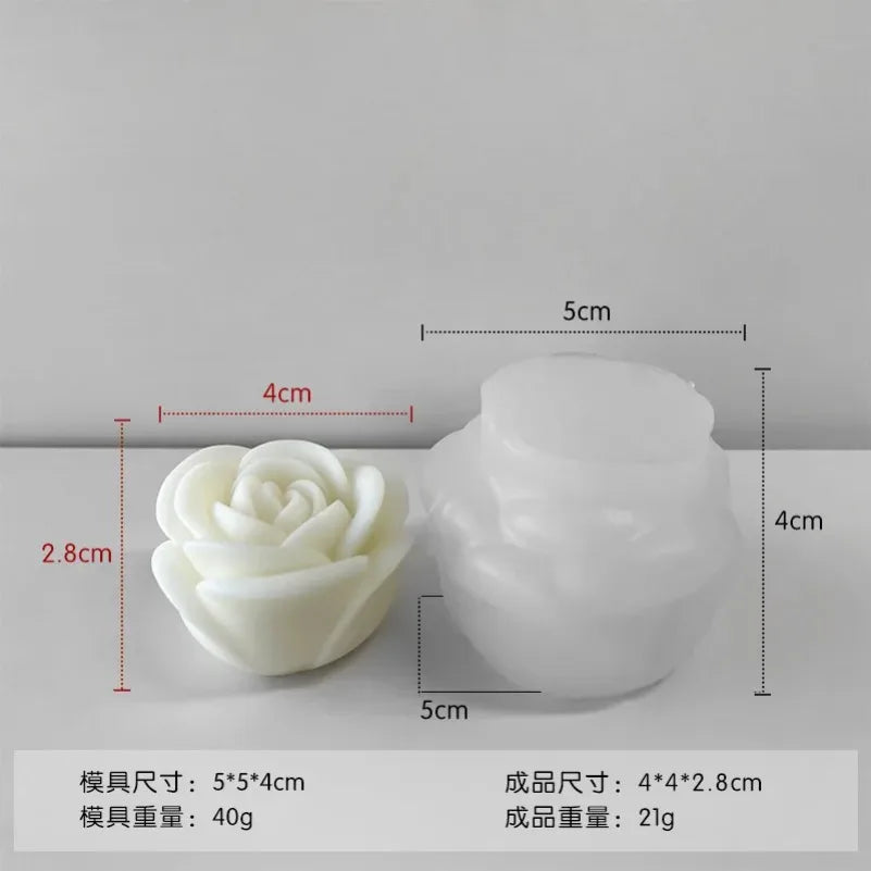 Valentine’s Day Rose Flower Silicone Candle Mold 3D Peony Soap